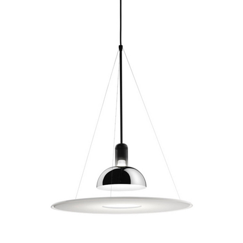 Подвесной светильник Flos Frisbi Lamp Сталь Белое матовое стекло Подвесной светильник Flos Frisbi Lamp Сталь Белое матовое стекло в Орле | Loft Concept