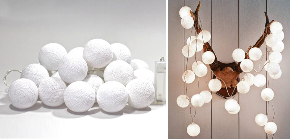 Гирлянда хлопковые фонарики Сotton Ball White - Loft-Concept в Орле