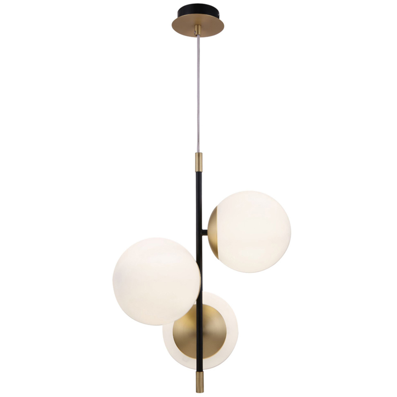 Светильник Spike Three Balls Hanging Lamp матовое золото Прозрачный белый Светильник Spike Three Balls Hanging Lamp матовое золото Прозрачный белый в Орле | Loft Concept
