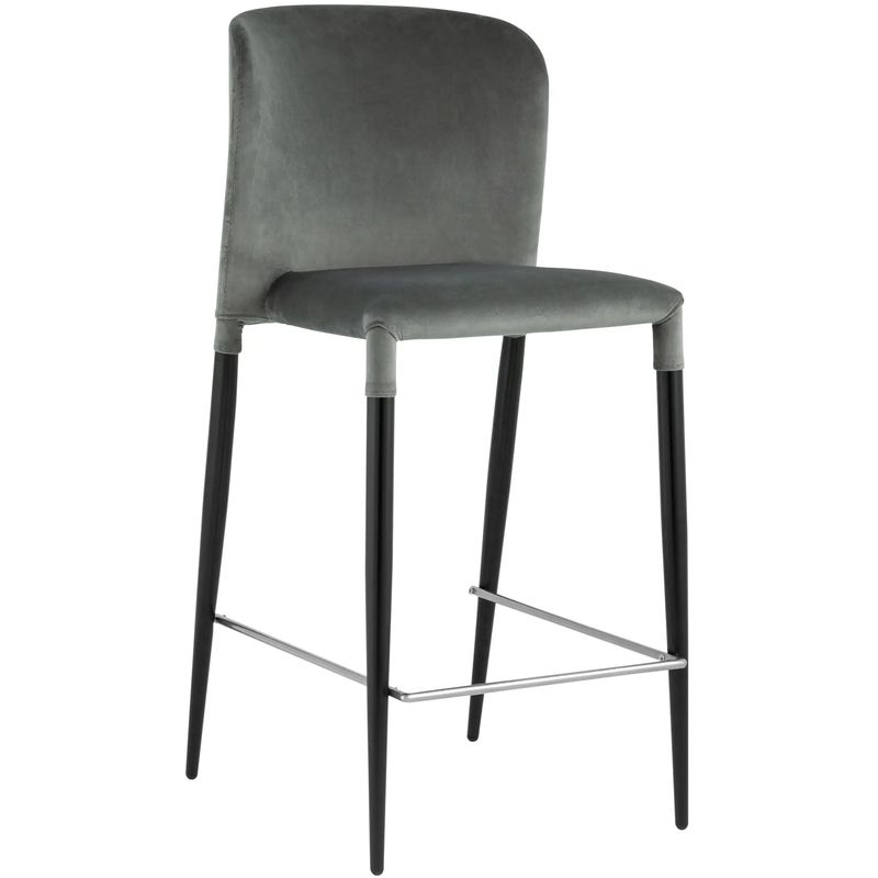 Барный Стул Lori Chair Серый Велюр Серый Черный Барный Стул Lori Chair Серый Велюр Серый Черный в Орле | Loft Concept