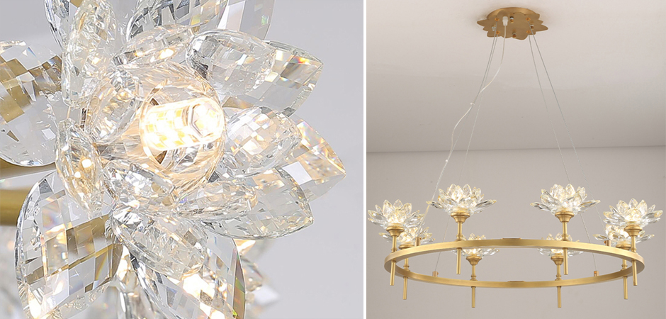 Люстра Хрустальные Цветы Лотоса Lotus flower Clear Glass lamp 8 Люстра Хрустальные Цветы Лотоса Lotus flower Clear Glass lamp 8 - Loft-Concept в Орле