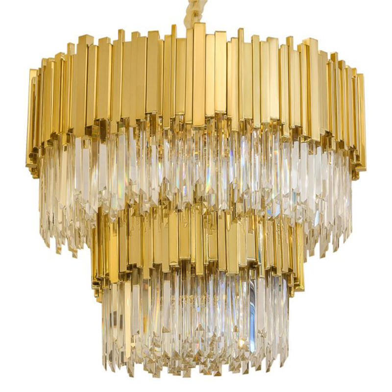 Круглая многоярусная люстра Luxxu Modern Cascade Chandelier Gold Metal Glass Золотой Прозрачное Стекло в Орле | Loft Concept 