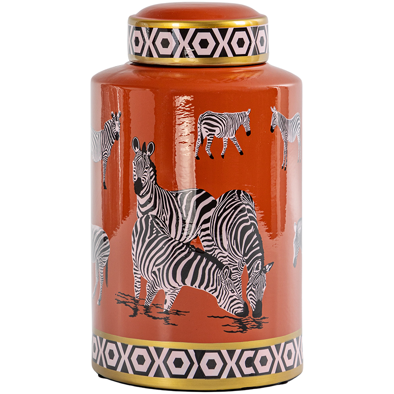 Ваза с крышкой Zebra Orange Vase Оранжевый Золотой Черно-белый Ваза с крышкой Zebra Orange Vase Оранжевый Золотой Черно-белый в Орле | Loft Concept