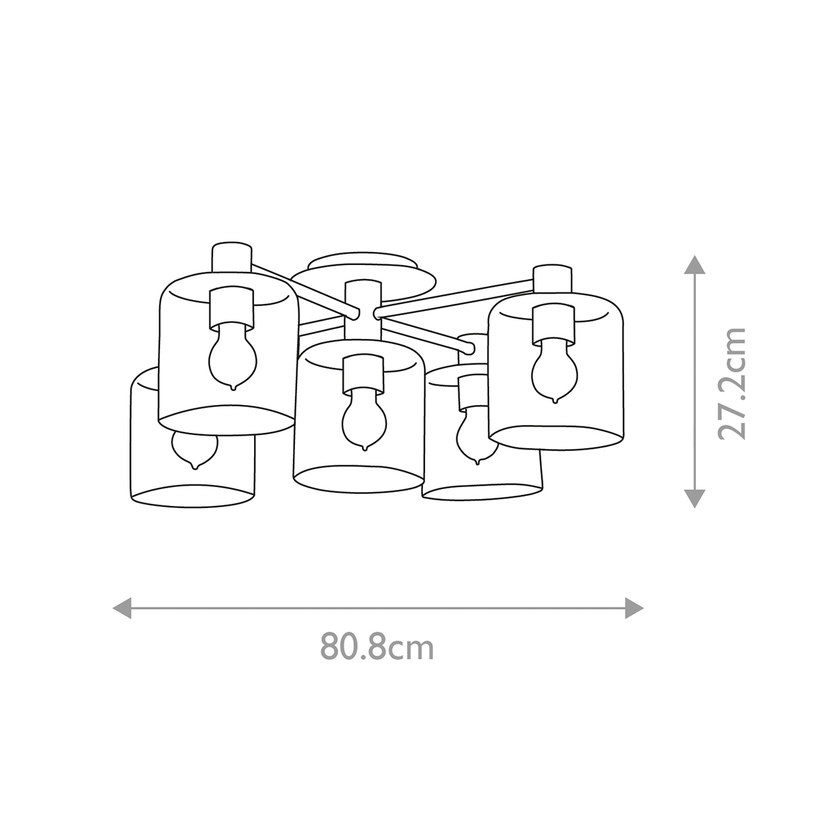 Потолочный светильник цвета латунь с пятью прозрачными цилиндрическими плафонами Hinkley в Орле