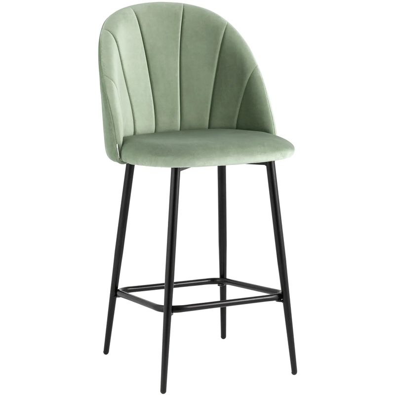 Барный Стул Balsari S Chair Фисташковый Велюр Зеленый Черный в Орле | Loft Concept 