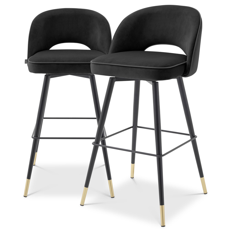 Комплект барных стульев Eichholtz Bar Stool Cliff set of 2 black Черный Латунь в Орле | Loft Concept 