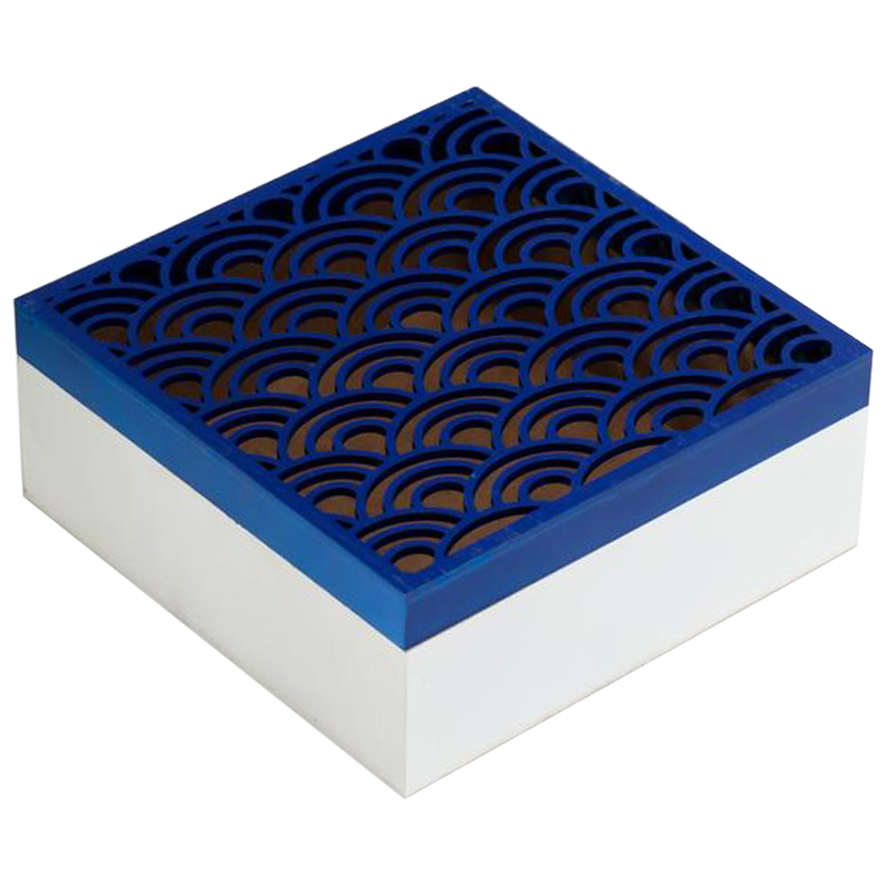 Шкатулка Deep Blue Scales Pattern Box Белый Синий Шкатулка Deep Blue Scales Pattern Box Белый Синий в Орле | Loft Concept