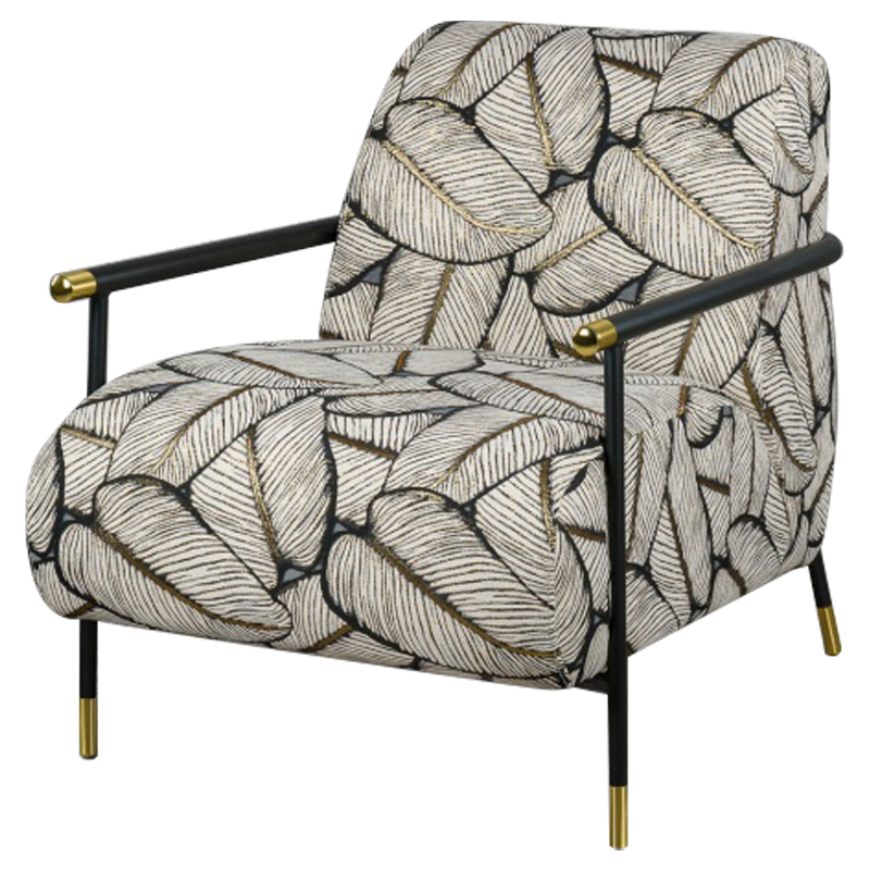 Кресло с Цветным принтом Листья Foliage Armchair Grey Серый ivory ( слоновая кость ) Черный Золотой Кресло с Цветным принтом Листья Foliage Armchair Grey Серый ivory ( слоновая кость ) Черный Золотой в Орле | Loft Concept