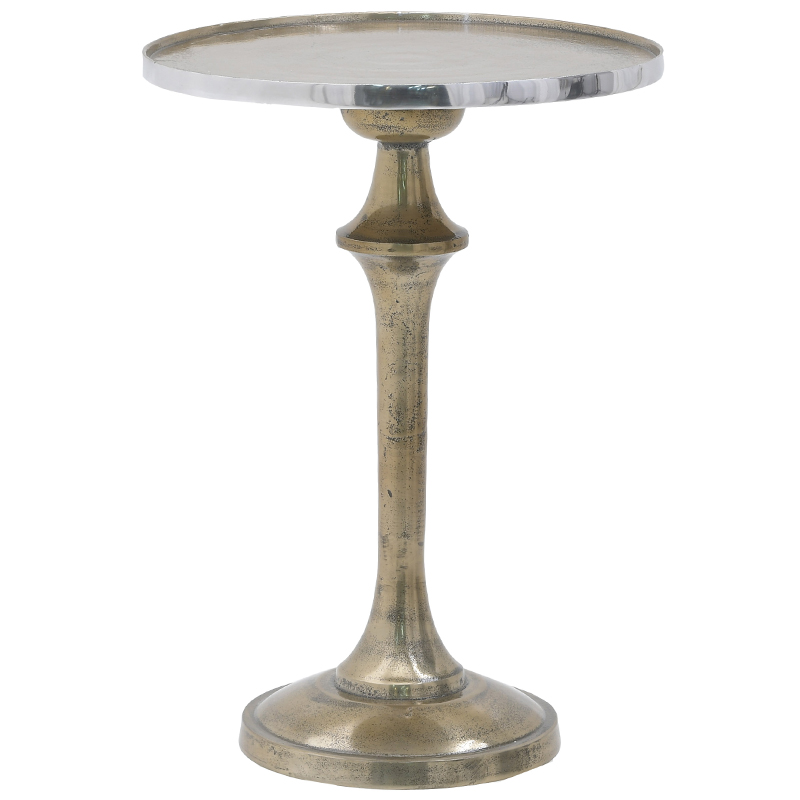 Круглый приставной стол Bourne Patina Side Table Серебряный Золотой Круглый приставной стол Bourne Patina Side Table Серебряный Золотой в Орле | Loft Concept