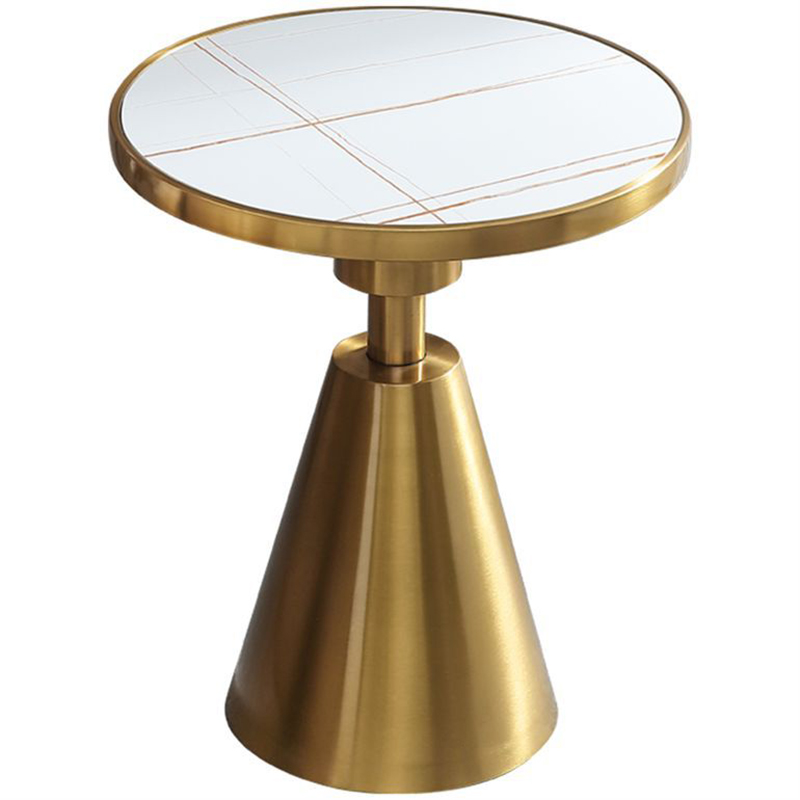 Круглый приставной стол Charmaine Side Table Латунь Белый Круглый приставной стол Charmaine Side Table Латунь Белый в Орле | Loft Concept