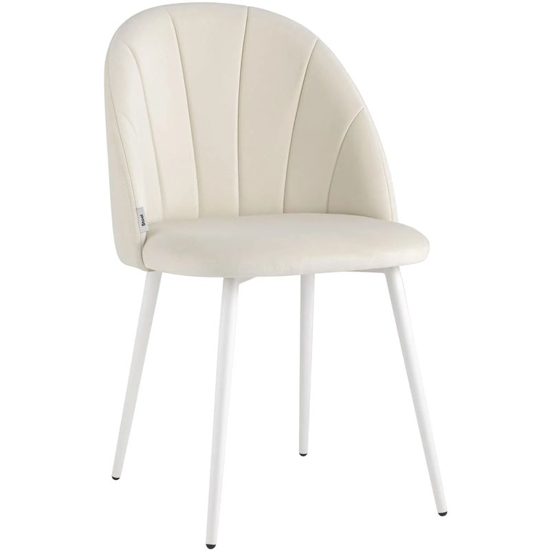 Стул Balsari S Chair Молочный Велюр Белые ножки Молочный Белый в Орле | Loft Concept 