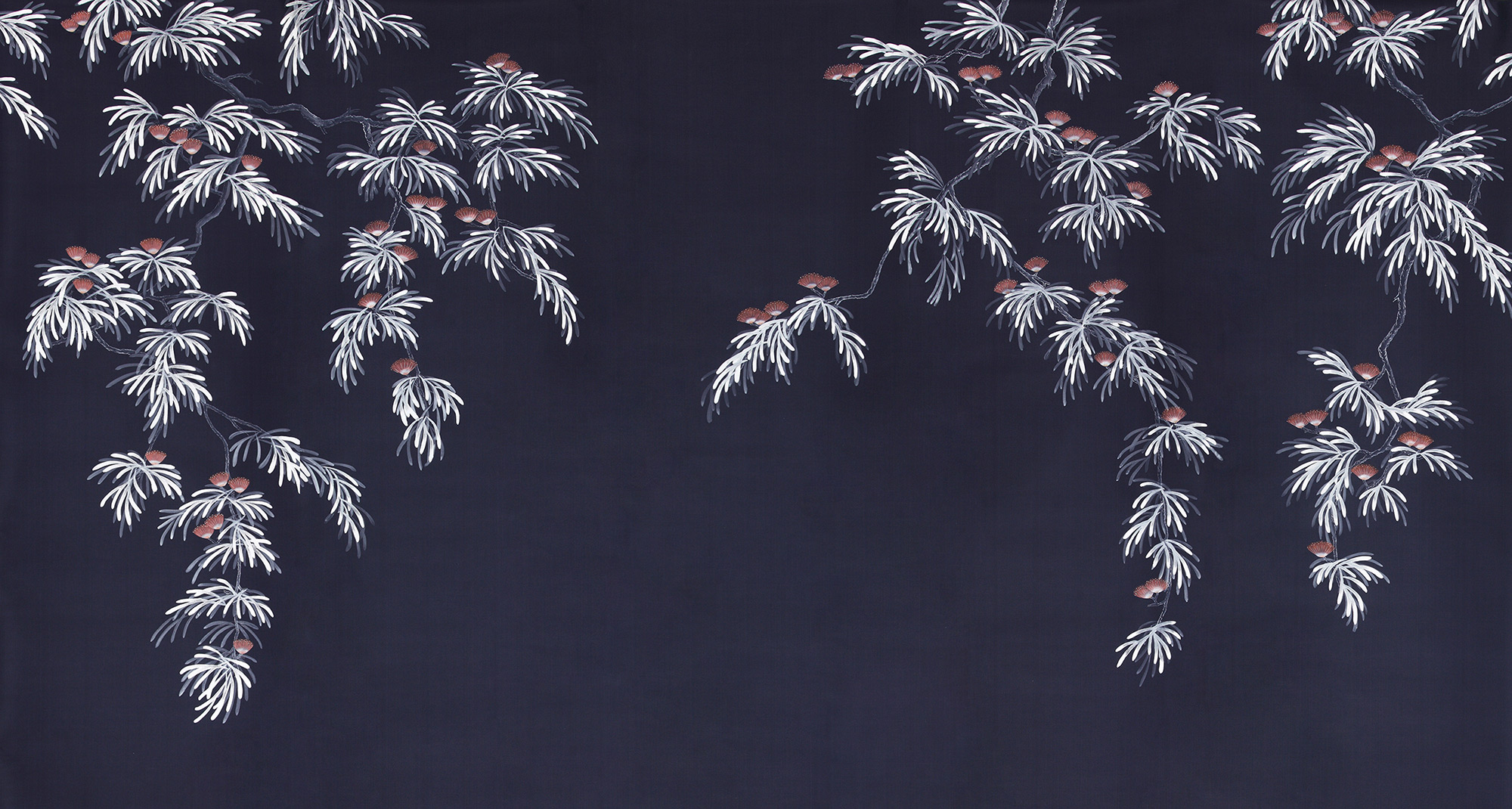 Обои ручная роспись Silk Tree Special Colourway on Empire Blue dyed silk Обои ручная роспись Silk Tree Special Colourway on Empire Blue dyed silk - постер Loft-Concept в Орле