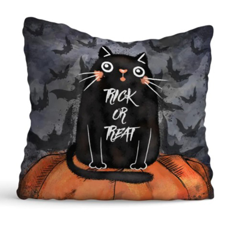 Подушка Halloween Trick or Treat Cat Черный Оранжевый Серый Подушка Halloween Trick or Treat Cat Черный Оранжевый Серый в Орле | Loft Concept