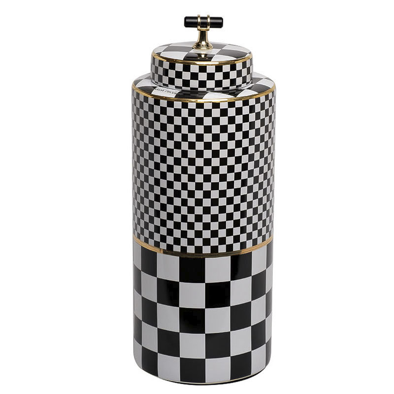 Ваза Chess Vase 37 Черный Белый Золотой Ваза Chess Vase 37 Черный Белый Золотой в Орле | Loft Concept