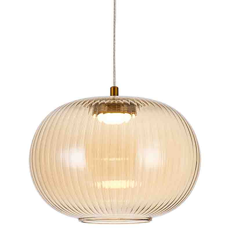 Подвесной светильник с янтарным рифленым стеклянным плафоном Ferm Living Янтарный Латунь в Орле | Loft Concept 