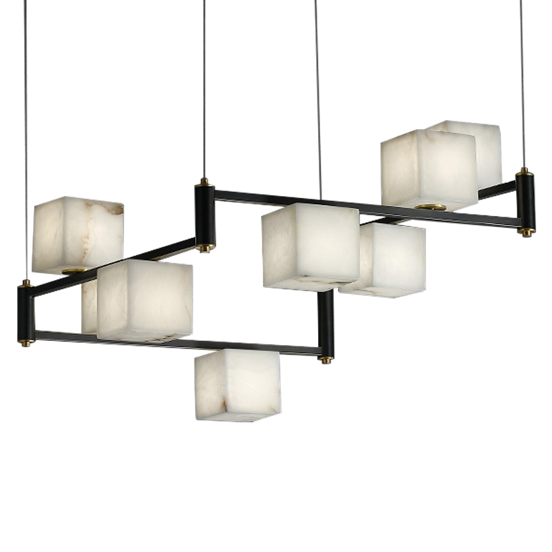 Люстра Marble Cubes Modern Light Chandelier 8 плафонов Латунь Черный Белый Мрамор Bianco Люстра Marble Cubes Modern Light Chandelier 8 плафонов Латунь Черный Белый Мрамор Bianco в Орле | Loft Concept