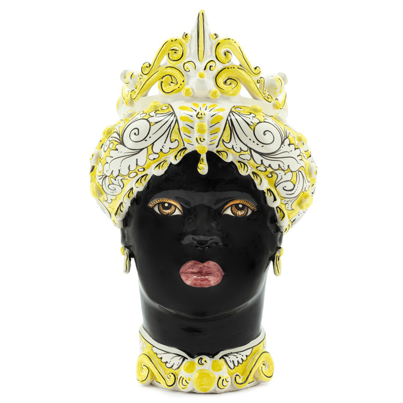 Ваза VASE MORO LADY MEDIUM yellow Черный Белый Желтый Ваза VASE MORO LADY MEDIUM yellow Черный Белый Желтый в Орле | Loft Concept
