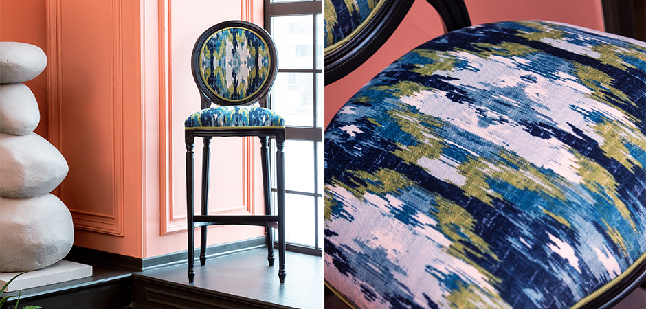 Барный стул с сине-зеленым узором Ikat Pattern Барный стул с сине-зеленым узором Ikat Pattern - Loft-Concept в Орле