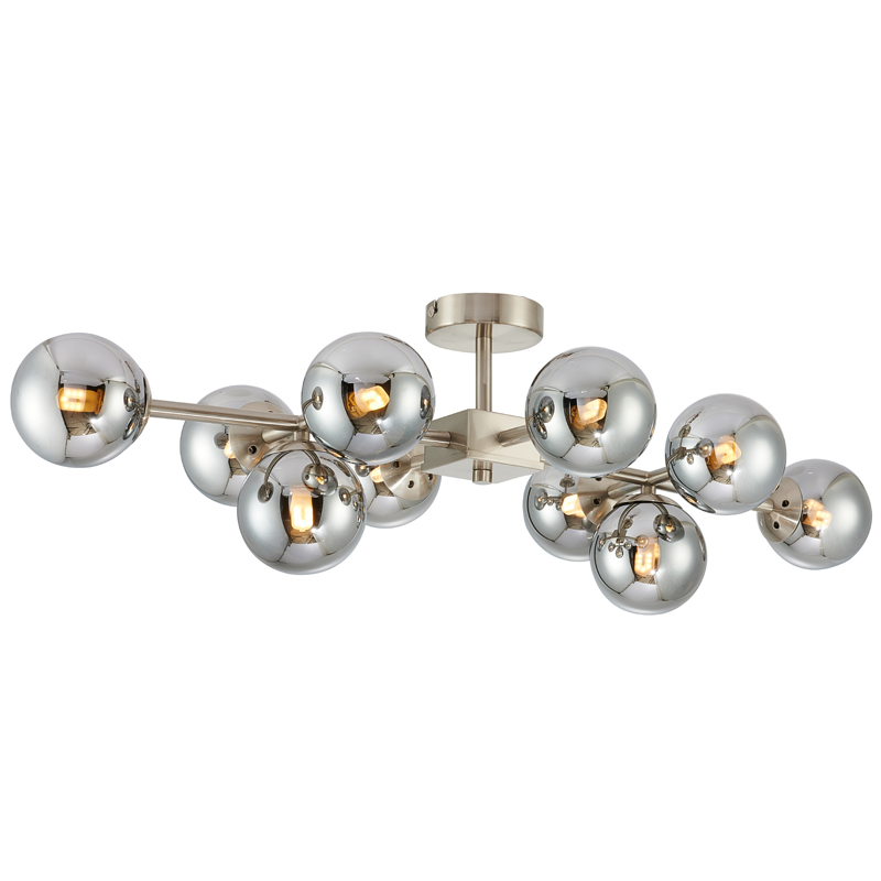 Люстра Berries Chandelier smok 10 Стекло Смок Никель Люстра Berries Chandelier smok 10 Стекло Смок Никель в Орле | Loft Concept