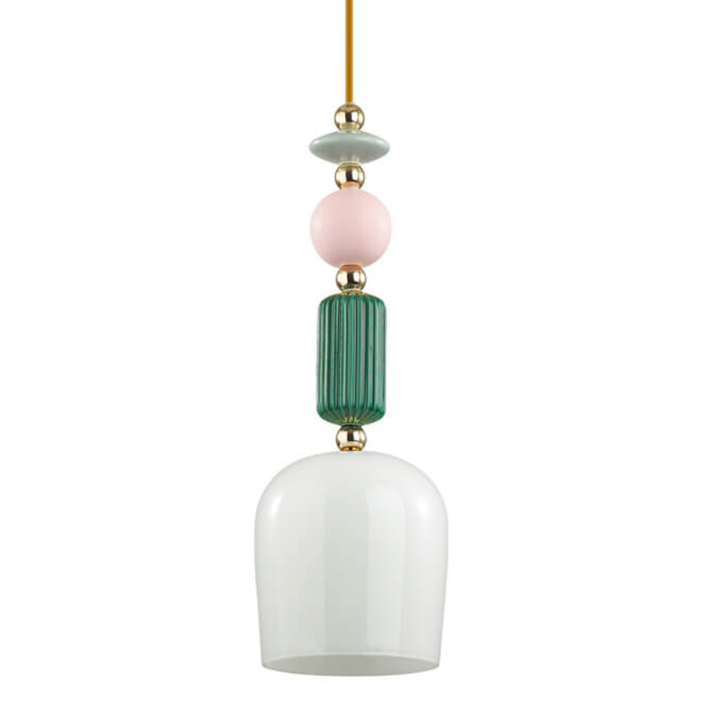 Подвесной светильник Iris hanging lamp candy green Белое матовое стекло Розовый пастельный Зеленый в Орле | Loft Concept 