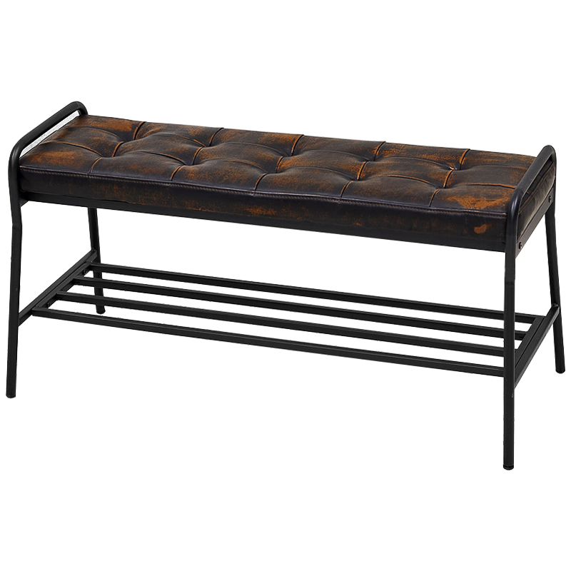 Банкетка с полкой Tomlin Bench Коричневый винтаж Черный Банкетка с полкой Tomlin Bench Коричневый винтаж Черный в Орле | Loft Concept