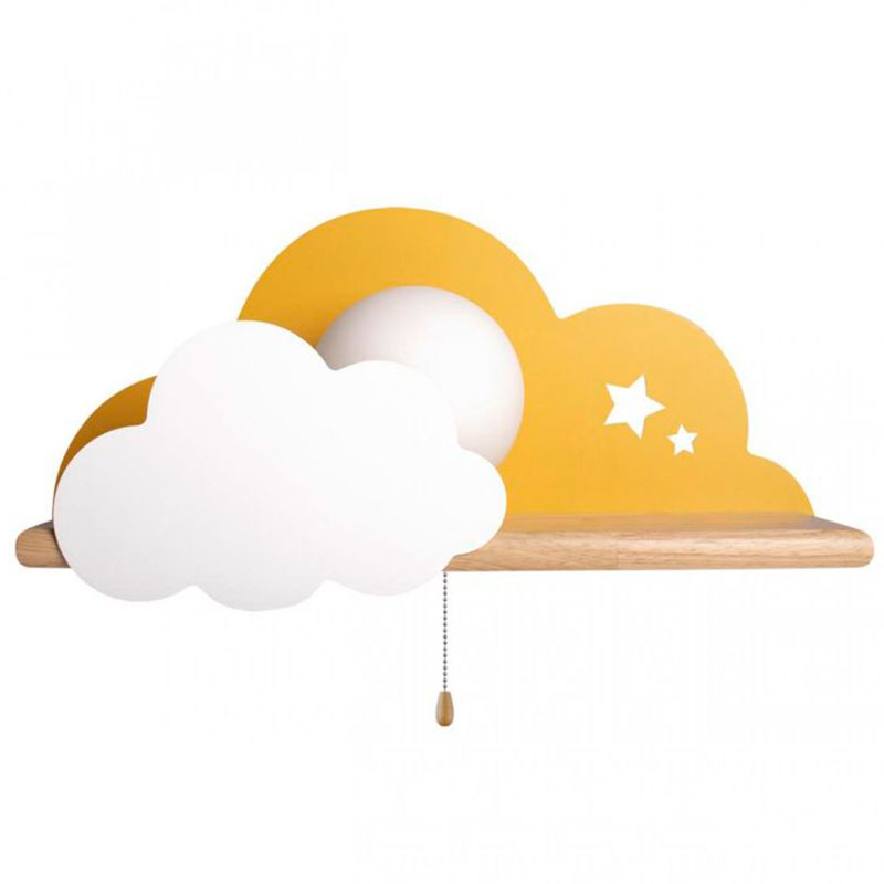 Бра с полкой желтое Облако Wall Lamp Yellow Cloud Желтый Древесина в Орле | Loft Concept 