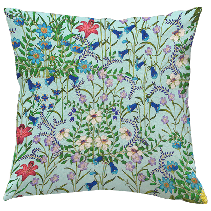 Декоративная подушка Стиль Gucci Wildflowers Blue Светло-голубой Мульти Декоративная подушка Стиль Gucci Wildflowers Blue Светло-голубой Мульти в Орле | Loft Concept