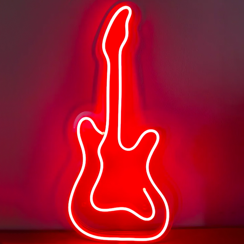Неоновая настенная лампа Guitar Neon Wall Lamp Красный Прозрачный Неоновая настенная лампа Guitar Neon Wall Lamp Красный Прозрачный в Орле | Loft Concept