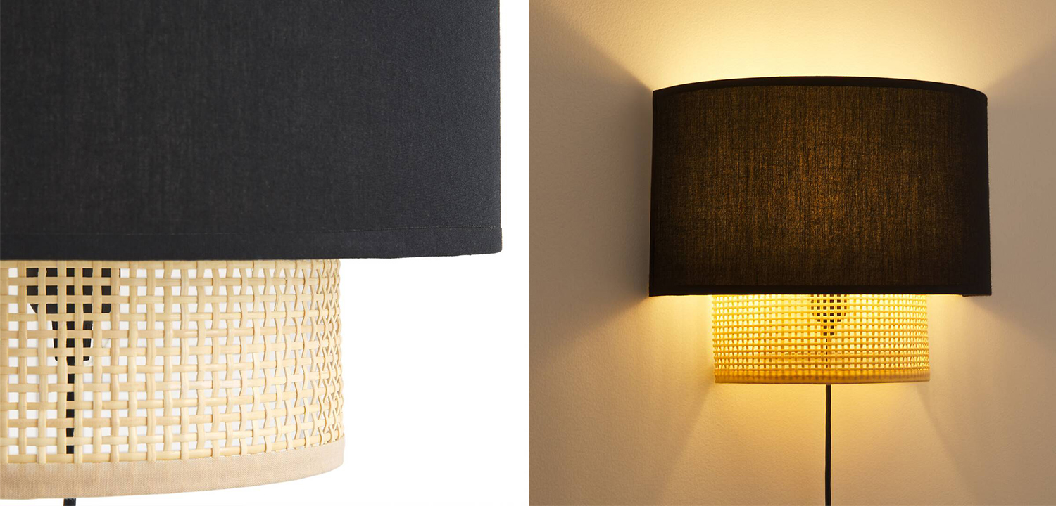 Бра Ottar Wicker Black lampshade - фото