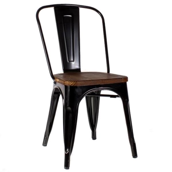 Кухонный стул Tolix Chair Wood Black Черный Коричневый в Орле | Loft Concept 
