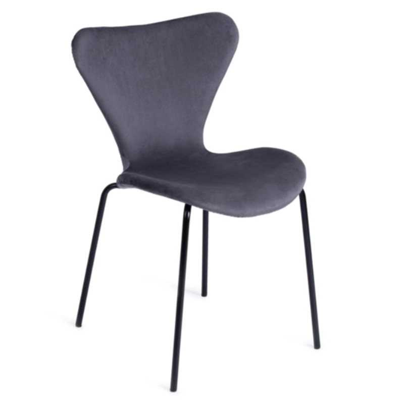Стул Julissa Grey-Blue Chair флок Серо-голубой Черный Стул Julissa Grey-Blue Chair флок Серо-голубой Черный в Орле | Loft Concept