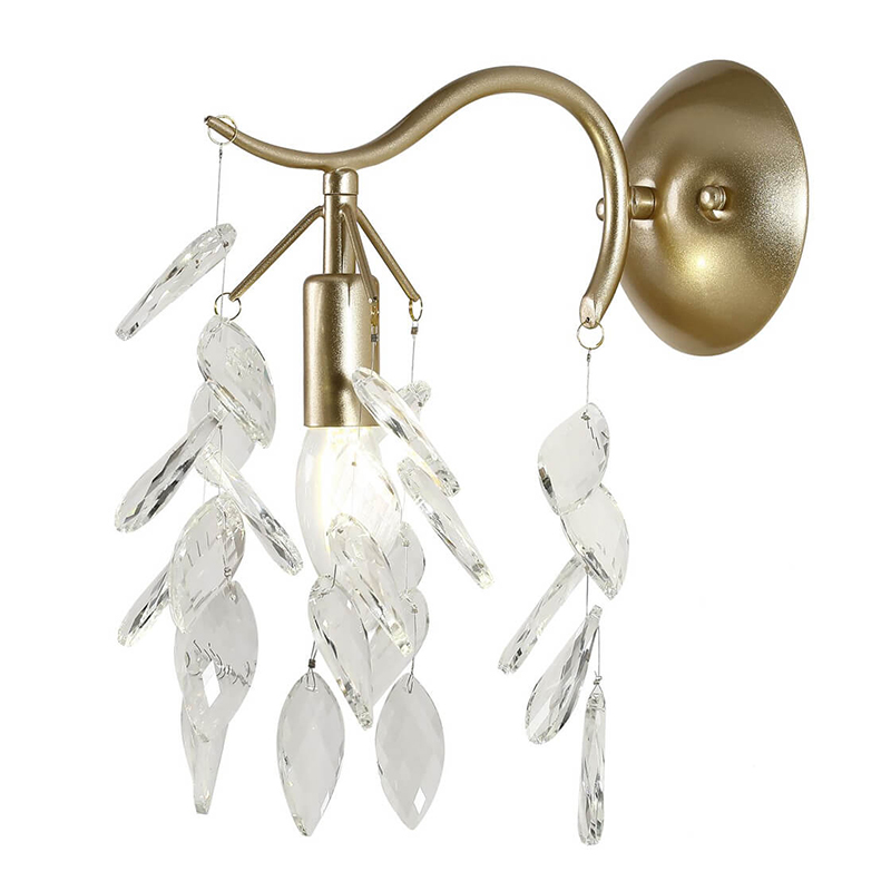 Бра Hanging Crystal Leaves Wall Lamp матовое золото Прозрачный (Transparent) Бра Hanging Crystal Leaves Wall Lamp матовое золото Прозрачный (Transparent) в Орле | Loft Concept