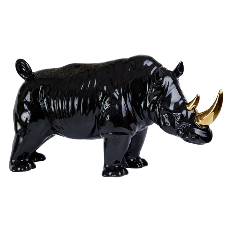Статуэтка черный носорог с золотыми рогами Golden Horned Black Rhino Черный Золотой Статуэтка черный носорог с золотыми рогами Golden Horned Black Rhino Черный Золотой в Орле | Loft Concept