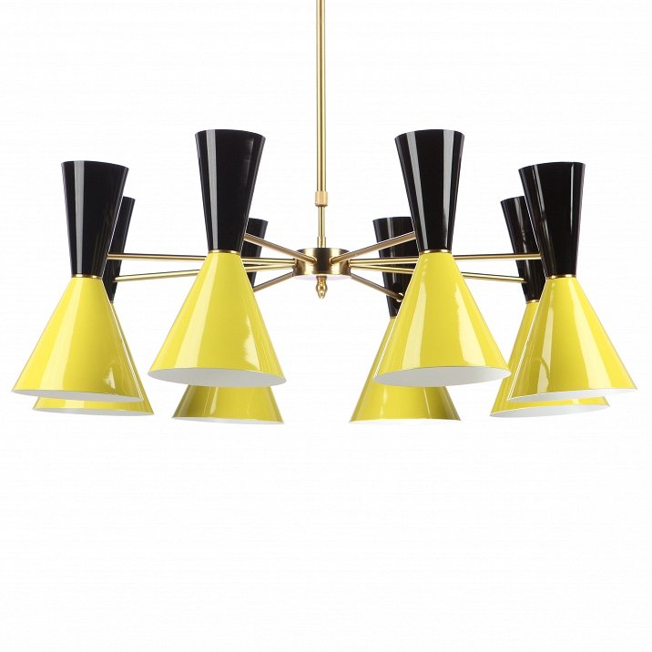 Люстра CAIRO Chandelier 8 Armblack black and yellow Черный Желтый Латунь Люстра CAIRO Chandelier 8 Armblack black and yellow Черный Желтый Латунь в Орле | Loft Concept