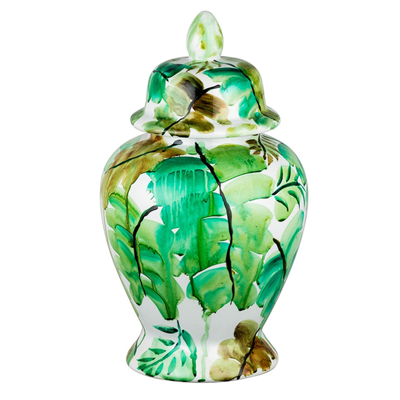 Ваза Vase Green Leaves 43 Зеленый Белый Ваза Vase Green Leaves 43 Зеленый Белый в Орле | Loft Concept