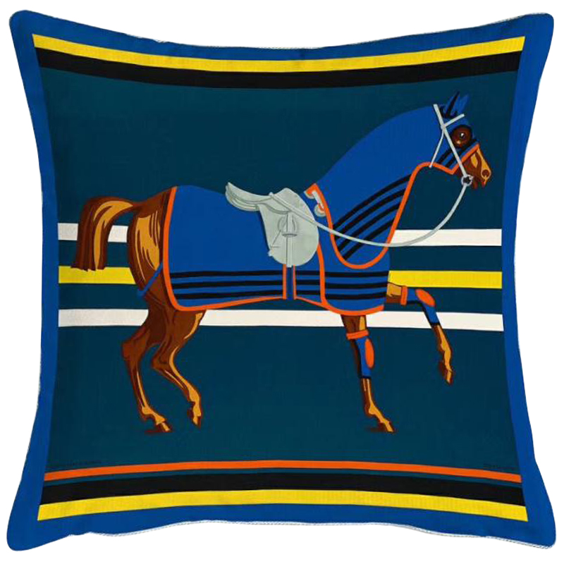 Декоративная подушка Hermes Horse 66 Синий Желтый Оранжевый Декоративная подушка Hermes Horse 66 Синий Желтый Оранжевый в Орле | Loft Concept