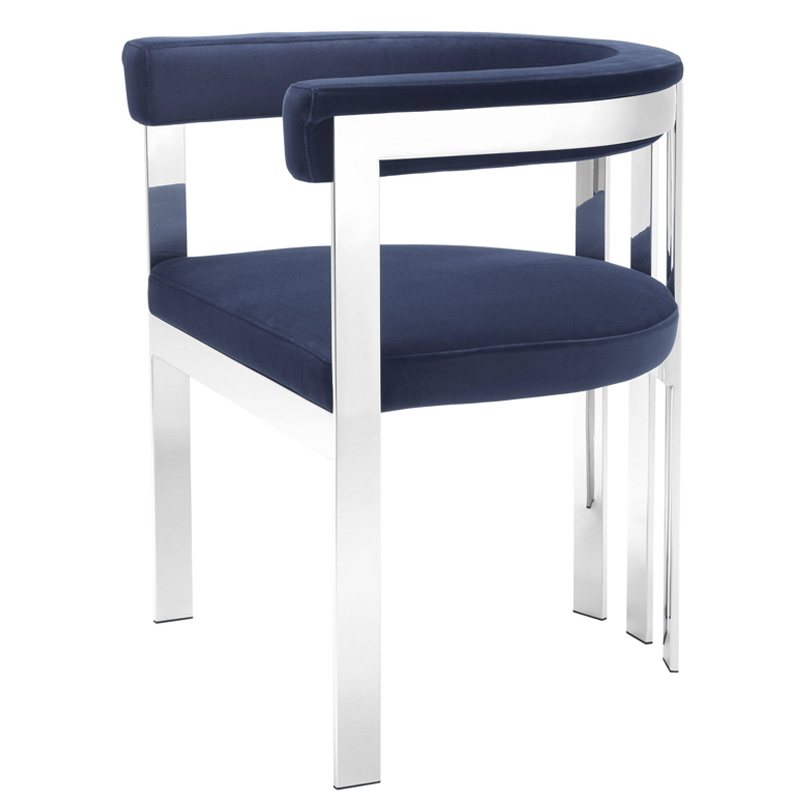 Стул Eichholtz Dining Chair Clubhouse blue Сапфирово-синий Нержавеющая сталь Стул Eichholtz Dining Chair Clubhouse blue Сапфирово-синий Нержавеющая сталь в Орле | Loft Concept