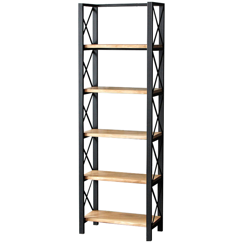 Стеллаж Forster Industrial Metal Rust Rack Черный Светлый дуб в Орле | Loft Concept 