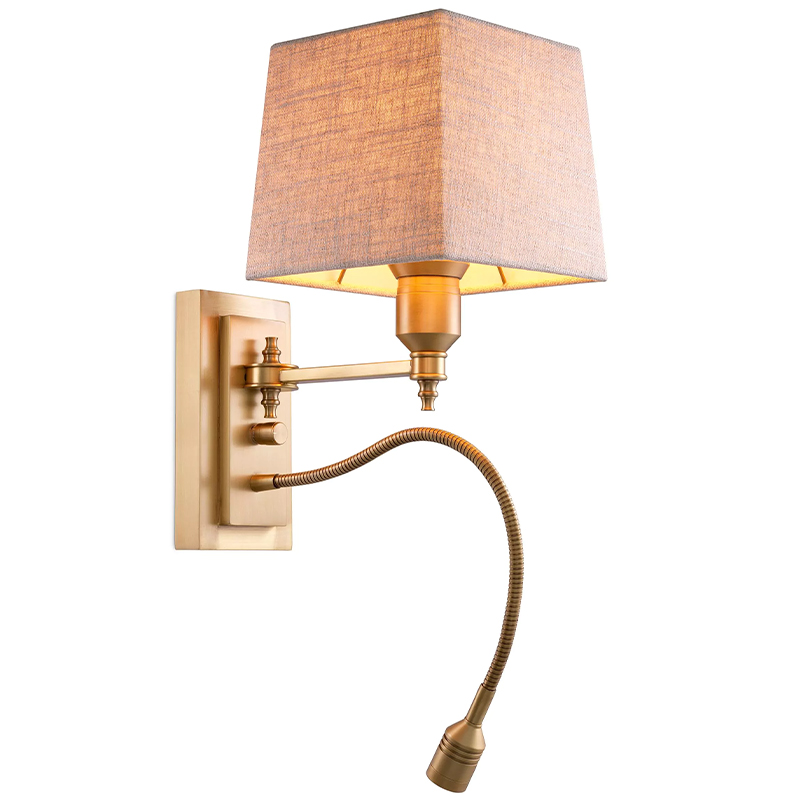 Бра Eichholtz Wall Lamp Ellington Brass Бежево-серый Латунь Бра Eichholtz Wall Lamp Ellington Brass Бежево-серый Латунь в Орле | Loft Concept