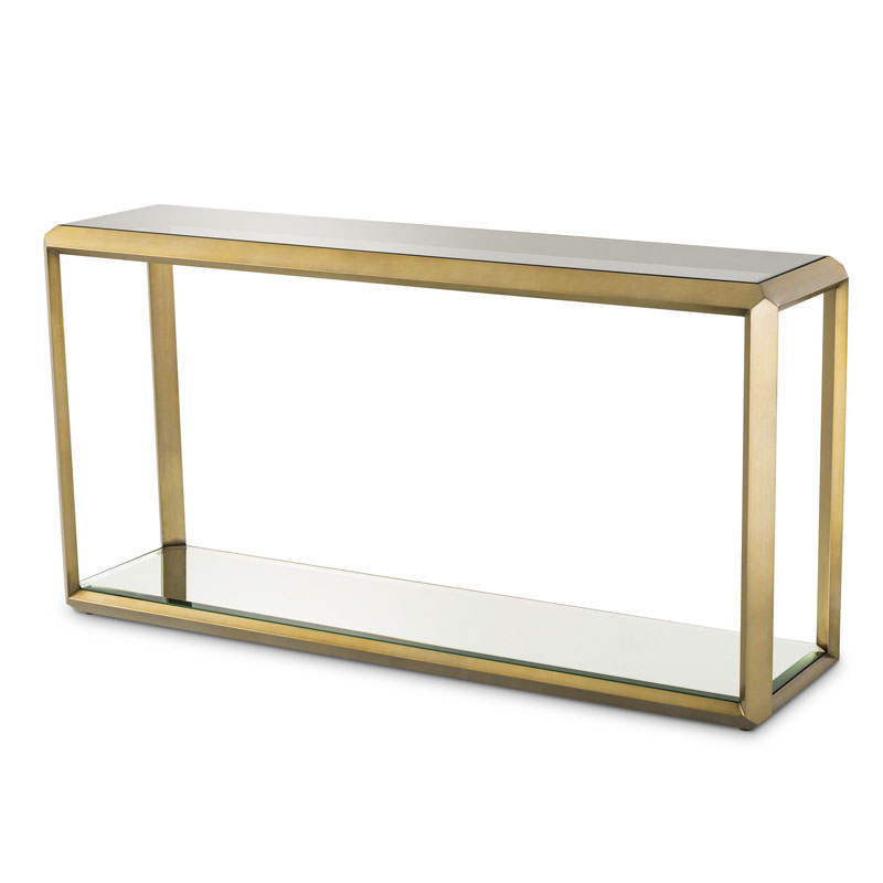 Консоль Eichholtz CONSOLE TABLE CALLUM Латунь Стекло Смок Консоль Eichholtz CONSOLE TABLE CALLUM Латунь Стекло Смок в Орле | Loft Concept