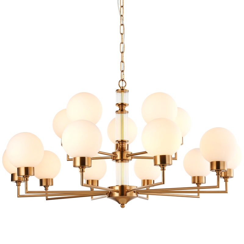 Люстра Zibille Chandelier Brass 93 Латунь Белое матовое стекло Прозрачный Люстра Zibille Chandelier Brass 93 Латунь Белое матовое стекло Прозрачный в Орле | Loft Concept