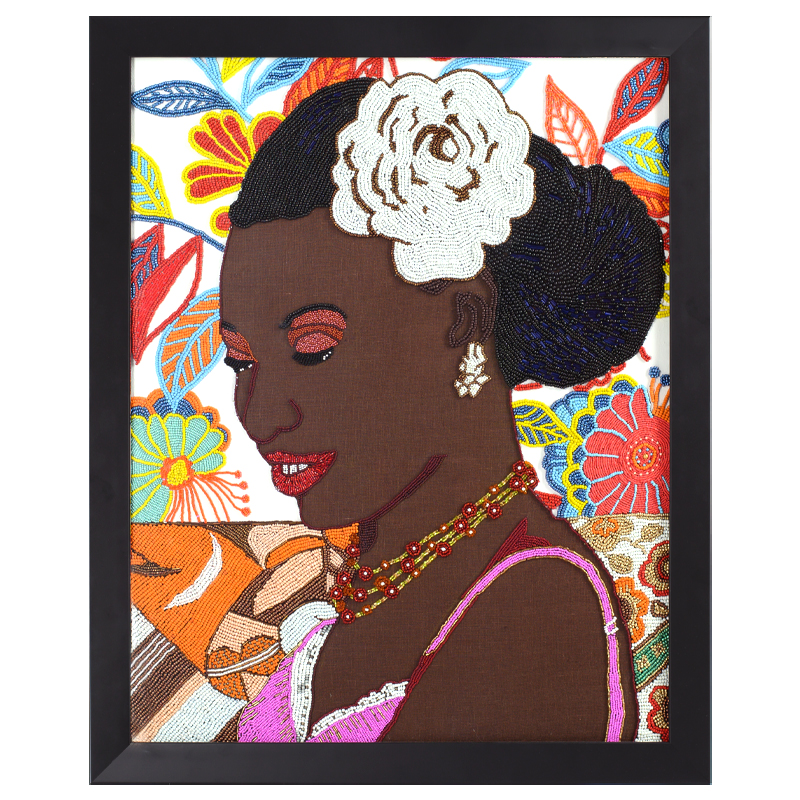 Картина ручная вышивка бисером Portrait of Mnonja with Flower in Her Hair Мульти Картина ручная вышивка бисером Portrait of Mnonja with Flower in Her Hair Мульти в Орле | Loft Concept