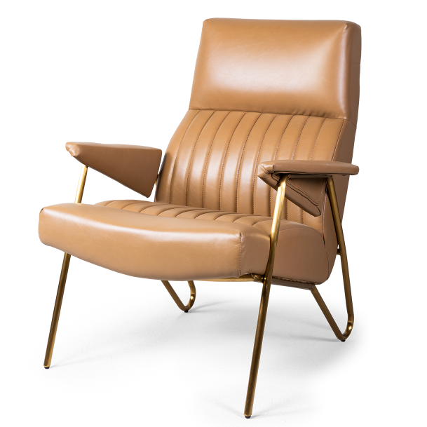 Кресло Solonar light brown leather Коричневый Глянцевое золото Кресло Solonar light brown leather Коричневый Глянцевое золото в Орле | Loft Concept