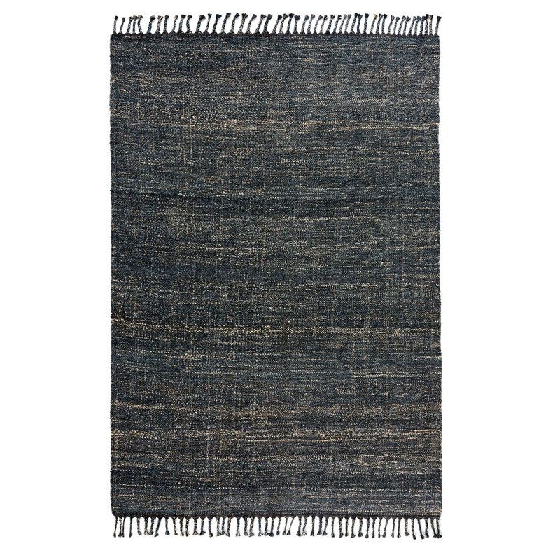 Ковер с бахромой Carpet blue 100% джут Бежевый Темно-синий Ковер с бахромой Carpet blue 100% джут Бежевый Темно-синий в Орле | Loft Concept