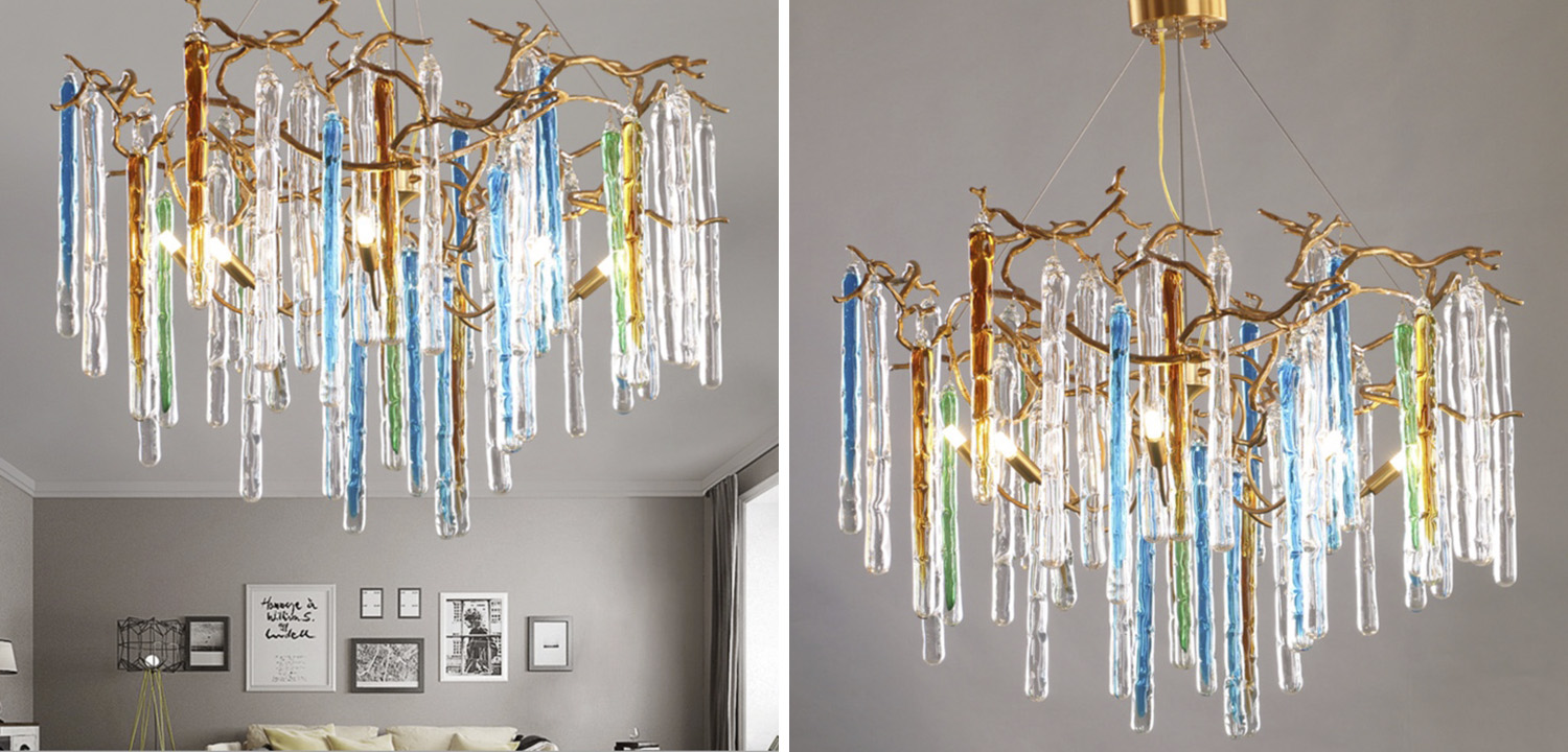 Люстра Waterfall Chandelier Blue - фото