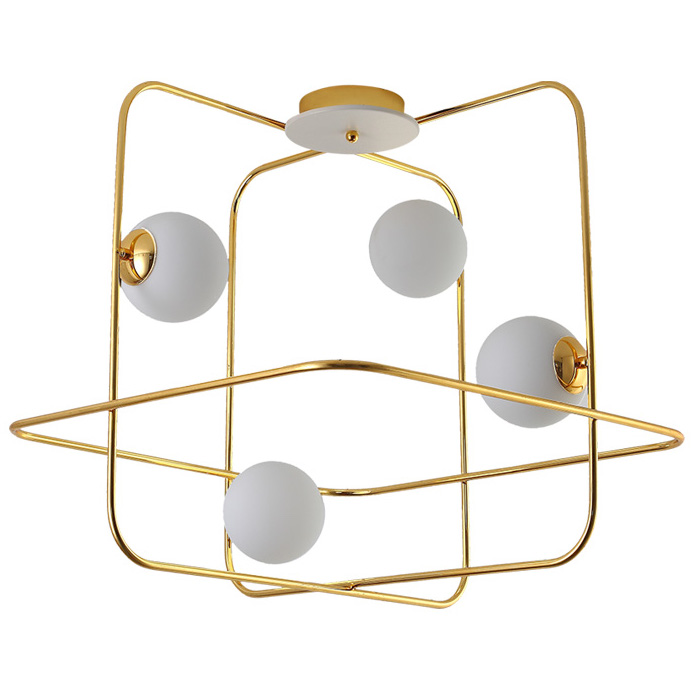 Люстра Broken Squares Balls Brass Белый Латунь Люстра Broken Squares Balls Brass Белый Латунь в Орле | Loft Concept