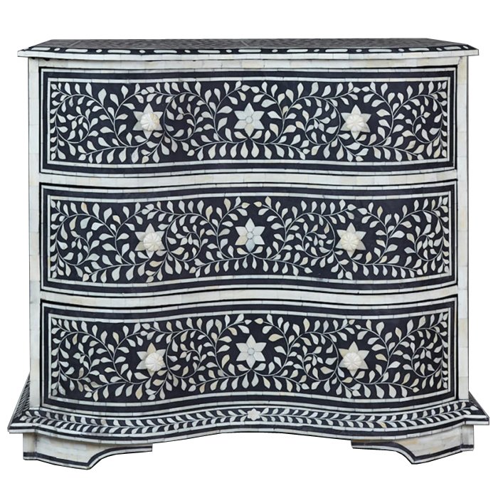 Комод Inlaid Bone Stars And Waves Белый Черный Комод Inlaid Bone Stars And Waves Белый Черный в Орле | Loft Concept