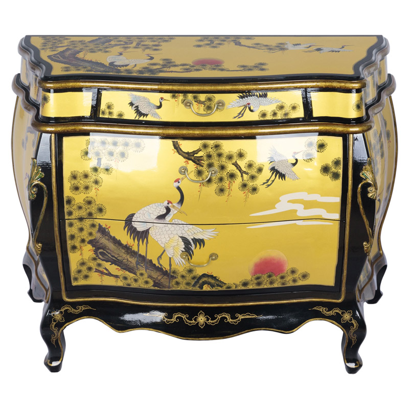 Китайский комод с журавлями Grus chest of drawers Черный Золотой Китайский комод с журавлями Grus chest of drawers Черный Золотой в Орле | Loft Concept