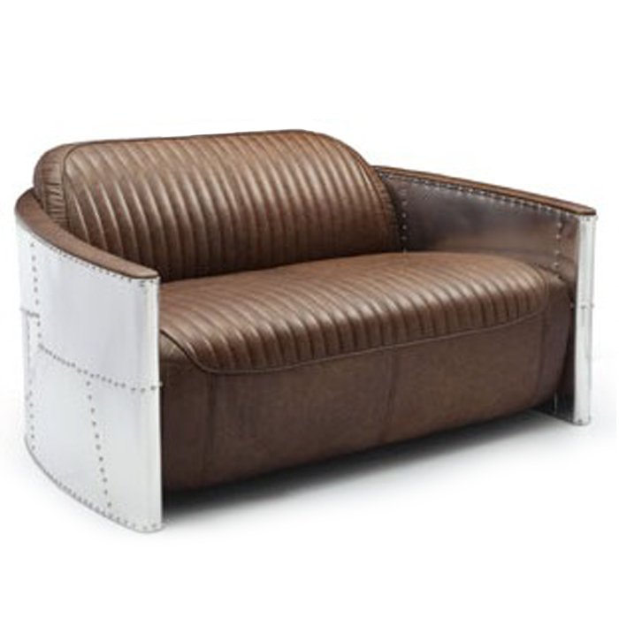 Диван Aviator Sofa 2 seat Белый Черный Коричневый в Орле | Loft Concept 