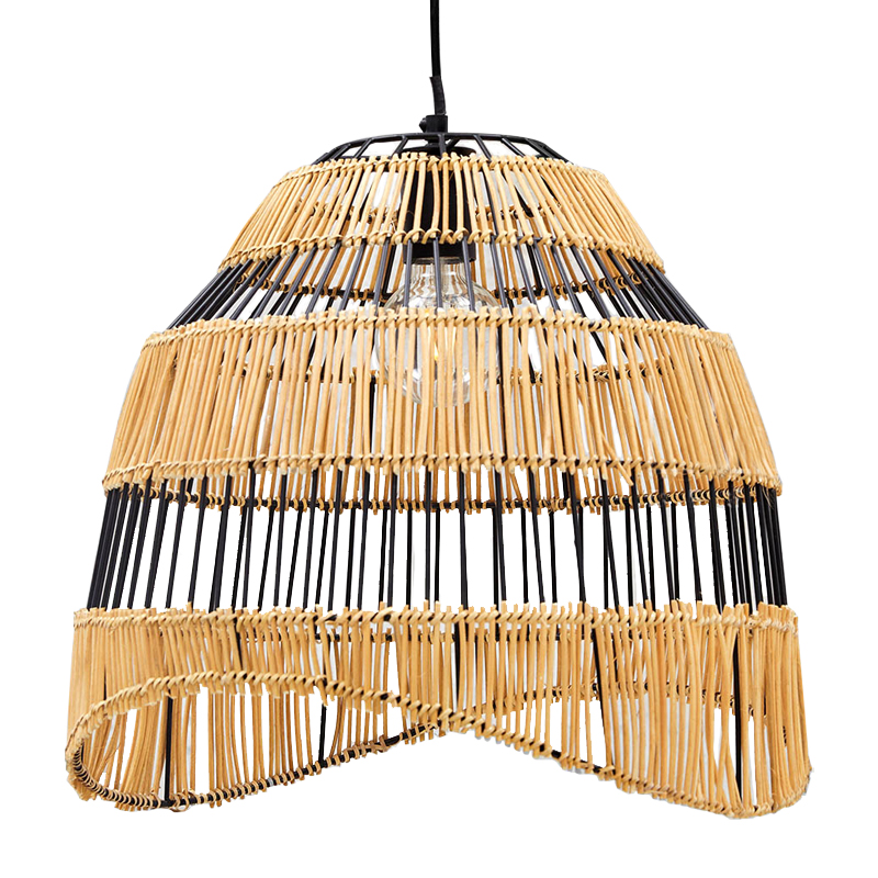 Люстра с плетеным абажуром Narayan Wicker Chandelier Древесина Черный Люстра с плетеным абажуром Narayan Wicker Chandelier Древесина Черный в Орле | Loft Concept